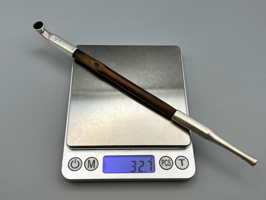 純銀製　純刻印　煙管　キセル　六角形　銀細工　アンティーク　重量約32g