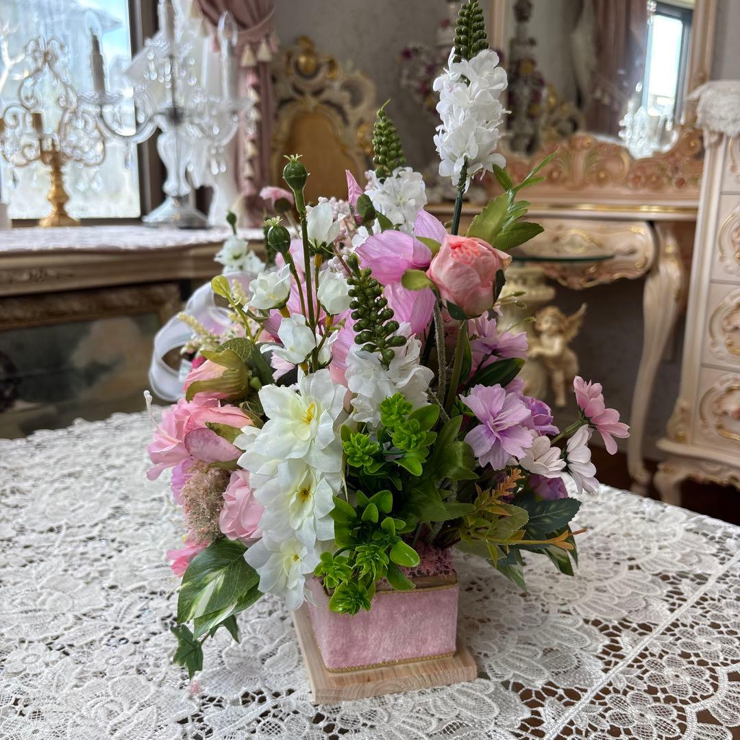 横広 Lサイズ フラワーアレンジメント 造花 ウェディング パーティー