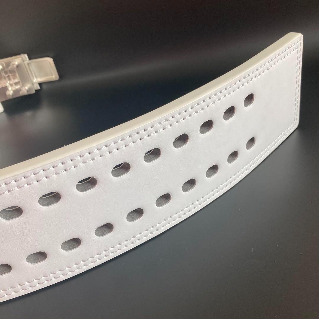 B級品 パワーベルト レバーアクション 本革13ミリ 可変式 ホワイト×マット銀