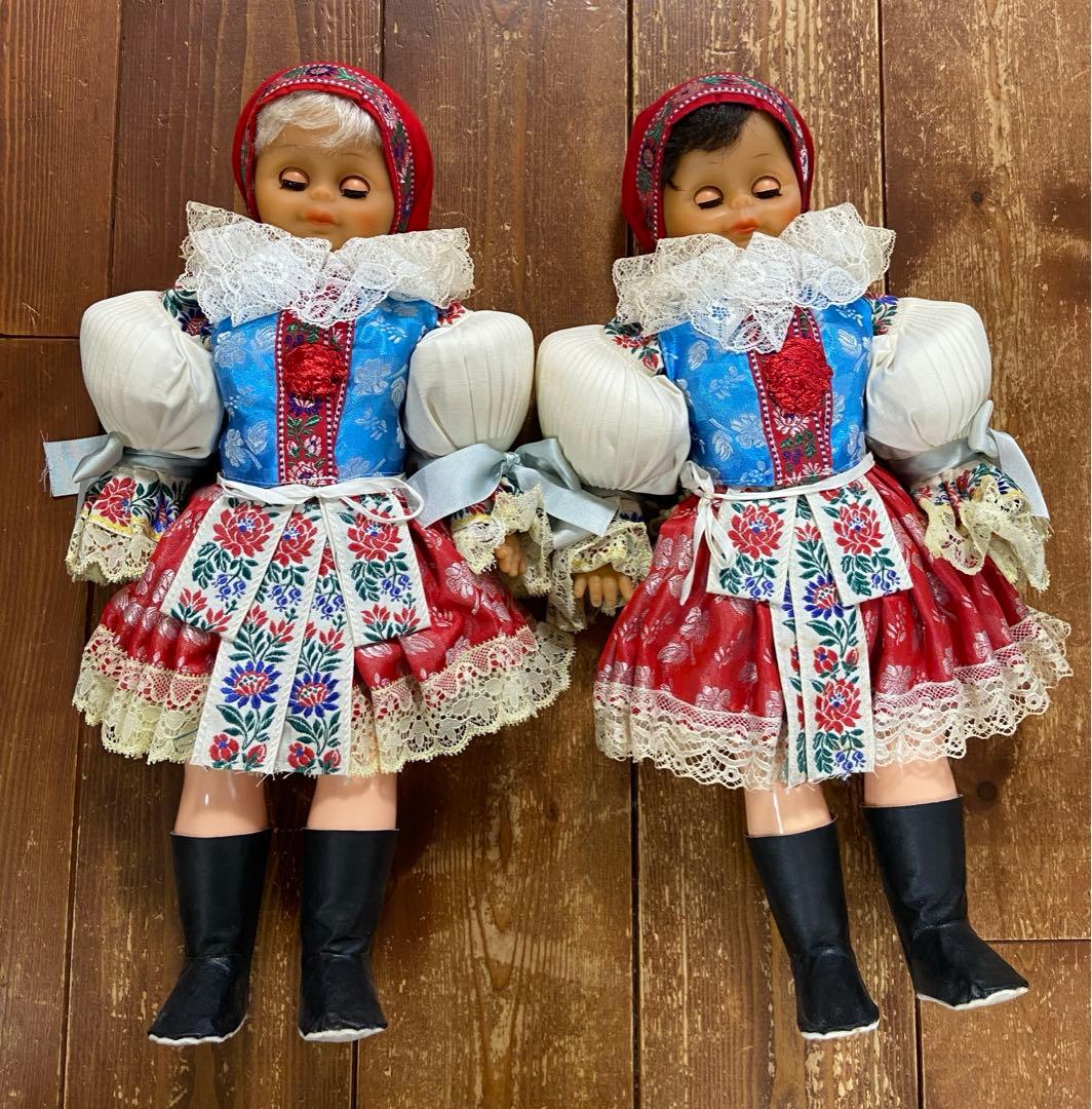チェコ人形　ハンドメイド　民族衣装　2体　アンティーク　レトロ　スロヴァキア