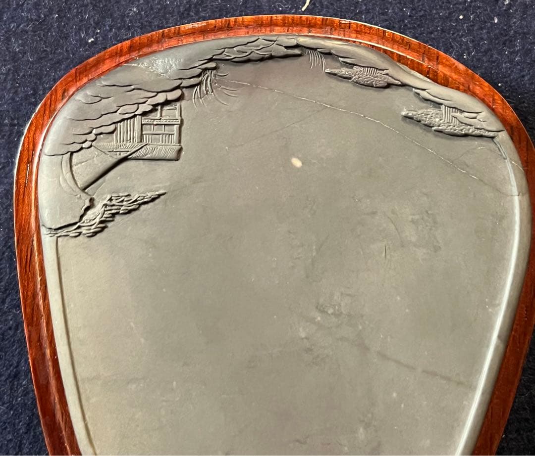 処分価格　旧老坑端渓水巌硯　金線・銀線・氷紋・臙脂暈・超良質・深い青・文房四宝