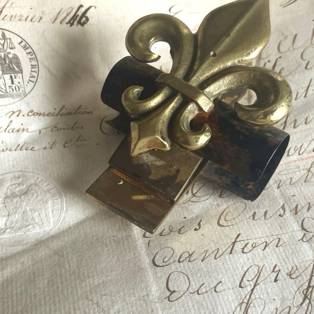 フランスアンティークペーパークリップ　百合の紋章　百合の花　希少