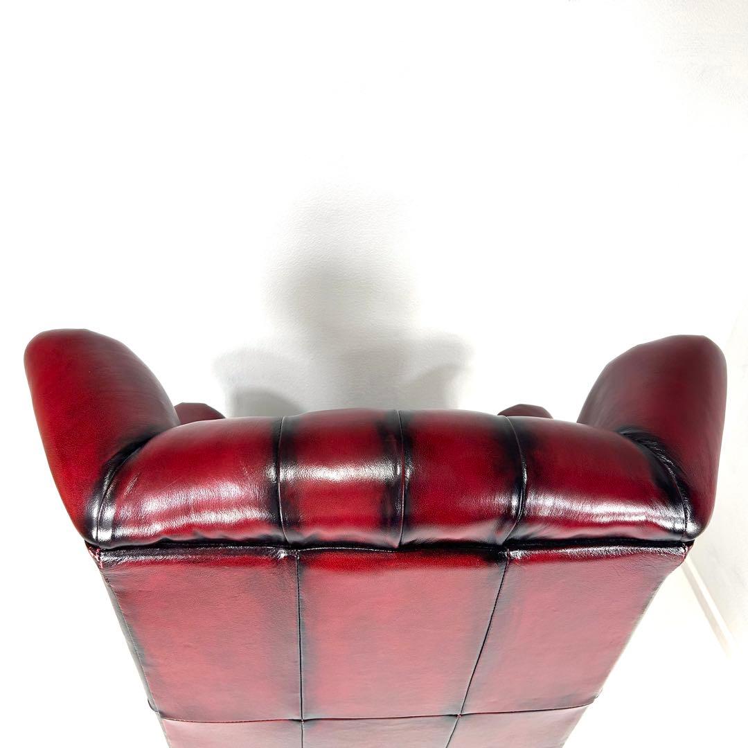 【送料無料】ソファ 本革 1人掛け　ウィングバック チェスターフィールド