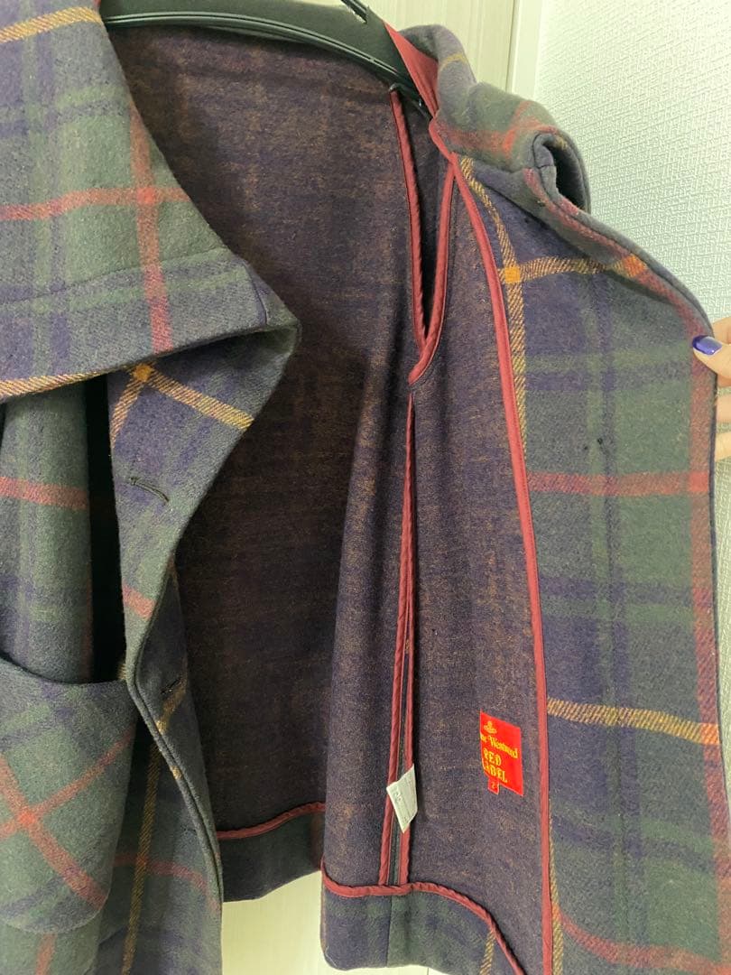 チェック柄ウールコート