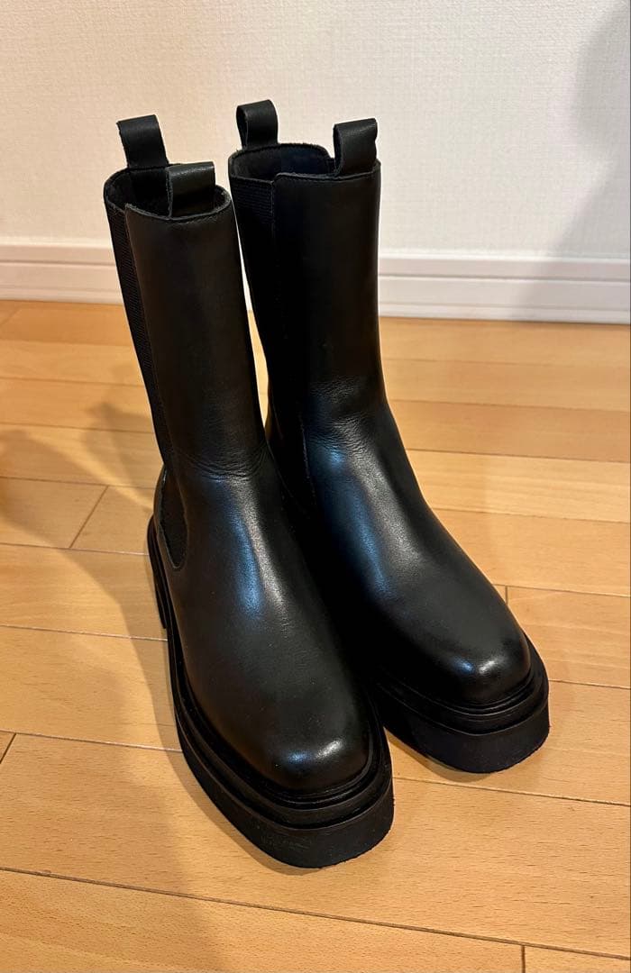 UNITED ARROWS ハーフサイドゴアブーツ 36 黒 美品 レザー