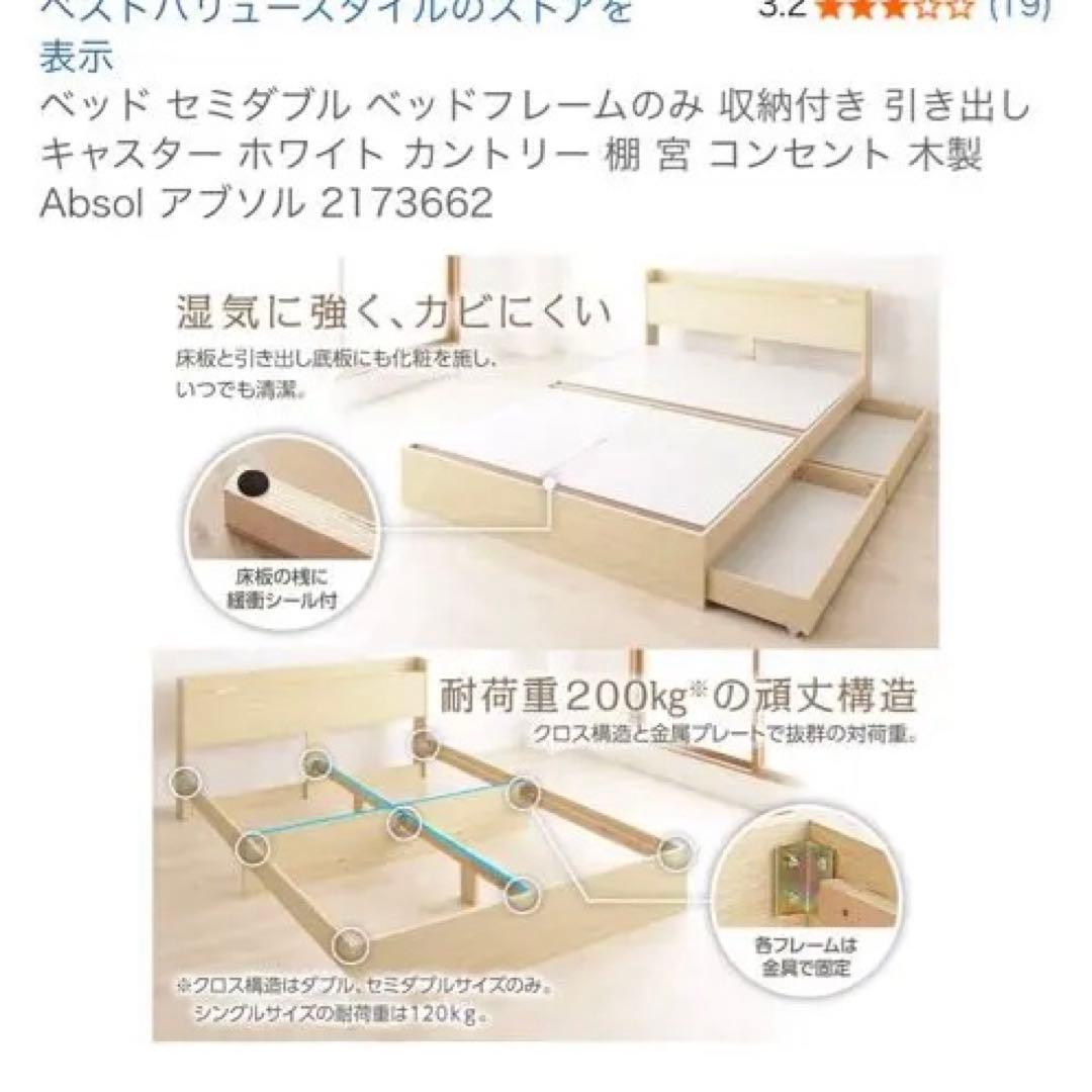 ダブルマットレスこみセミダブルフレーム