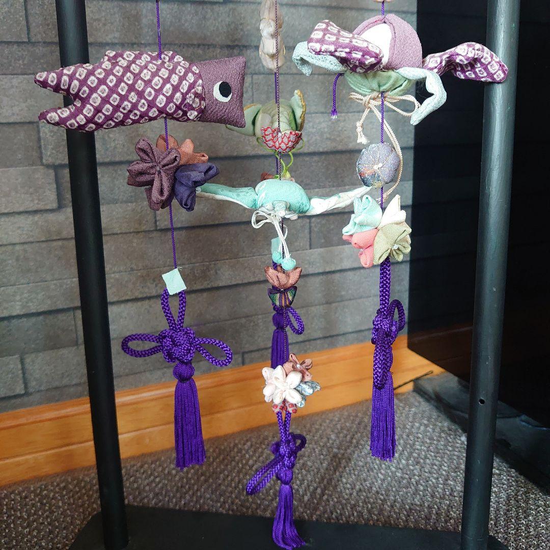 【高級】端午の節句　吊るし飾り　鯉のぼり　台付き　一点物