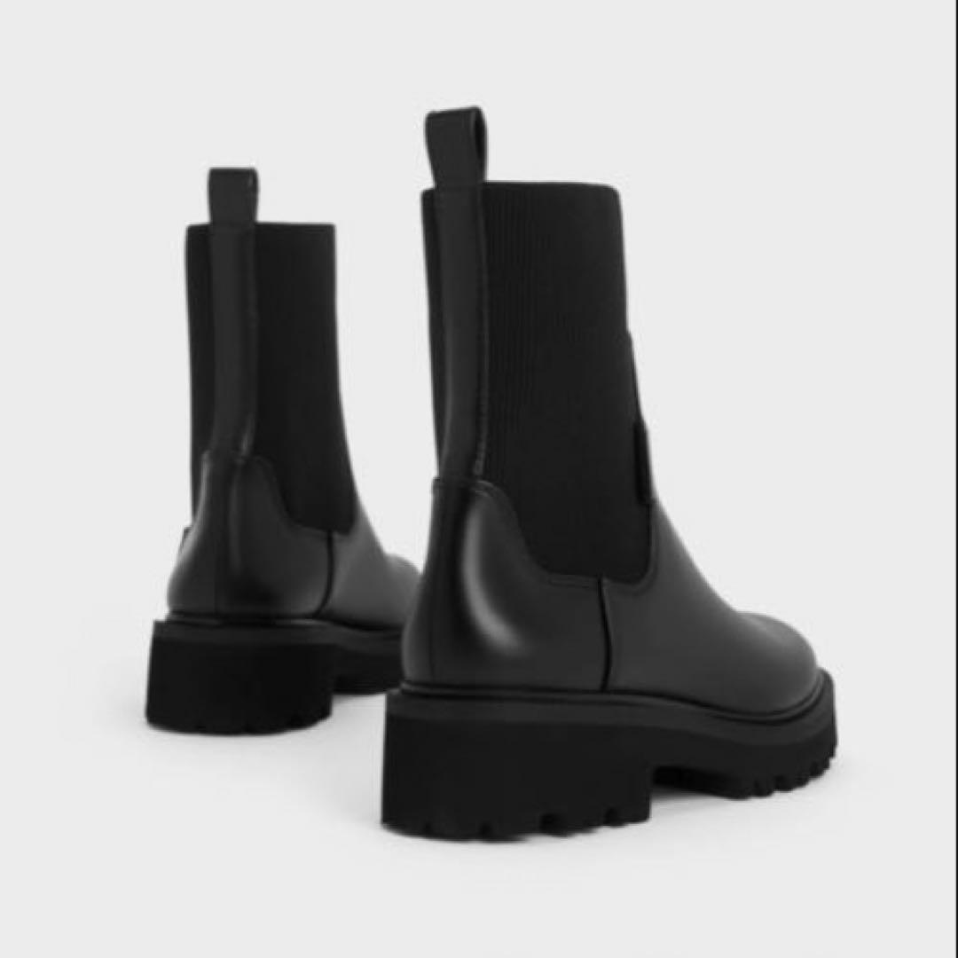 CHARLES&KEITHニットソックス リッジッドソールチェルシーブーツ 37