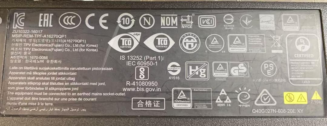 Lenovo ThinkVision P27q-10 27インチ Type-C