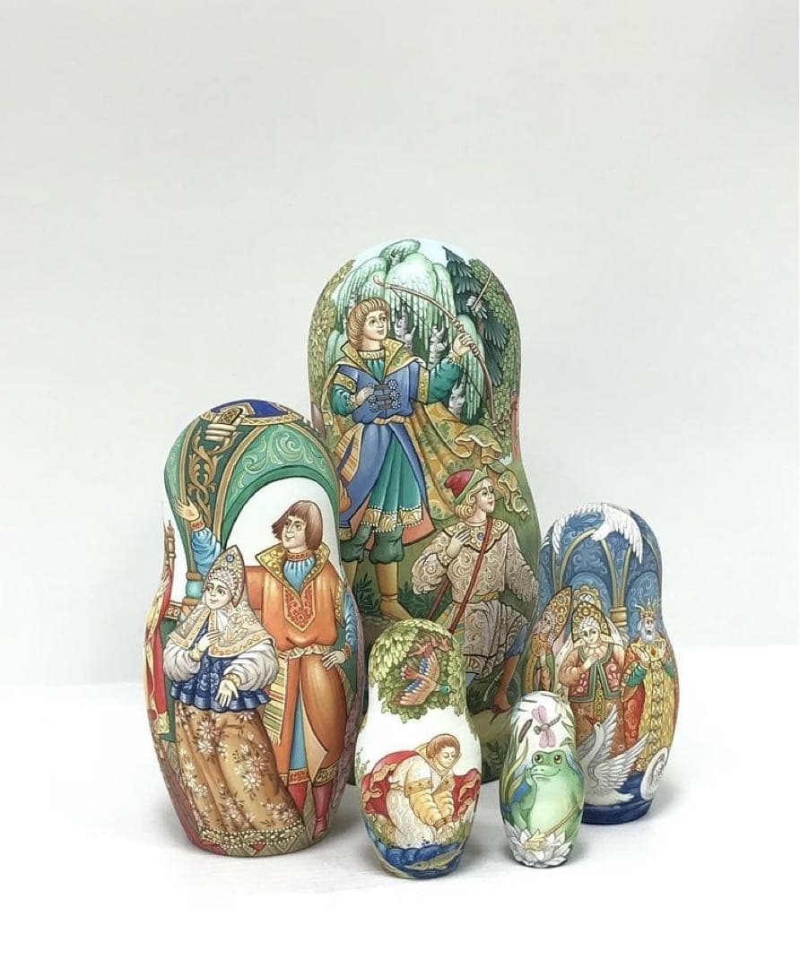 ロシア雑貨☆民話マトリョーシカ「蛙の王女」(5P)コブロフ工房