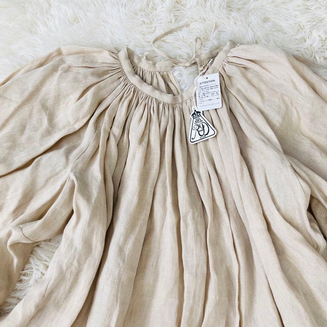 【新品】オールドマンズテーラー　リネンギャザースモックブラウスパフ袖　麻100%