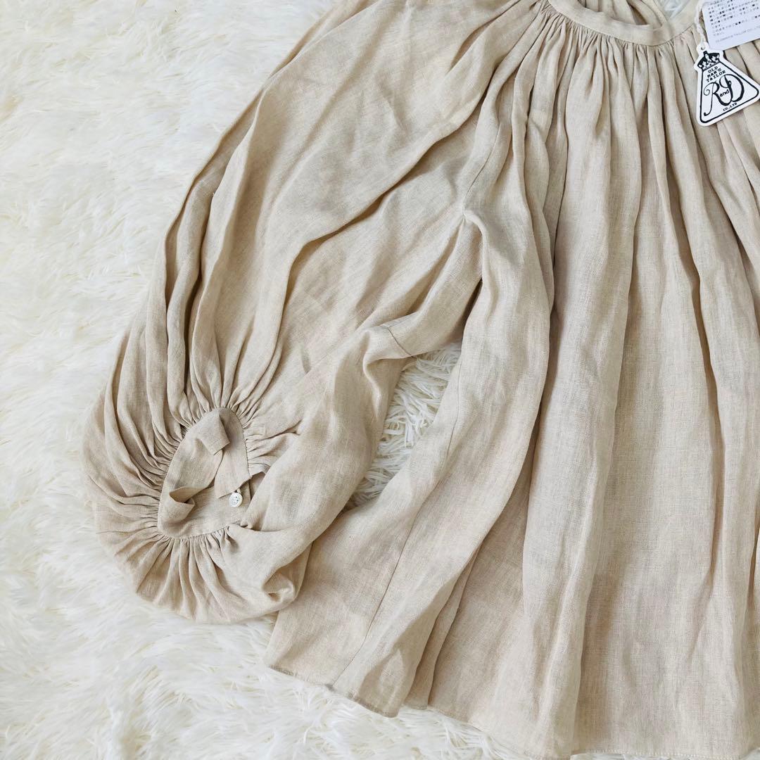 【新品】オールドマンズテーラー　リネンギャザースモックブラウスパフ袖　麻100%