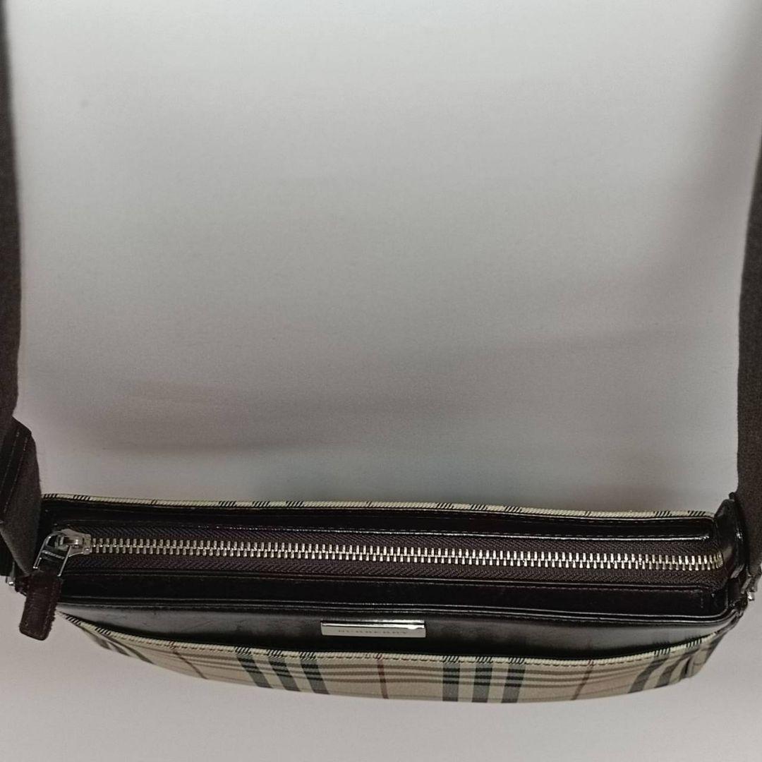 【美品】BURBERRY 人気 ノバチェック ショルダーバッグ キャンバスレザー