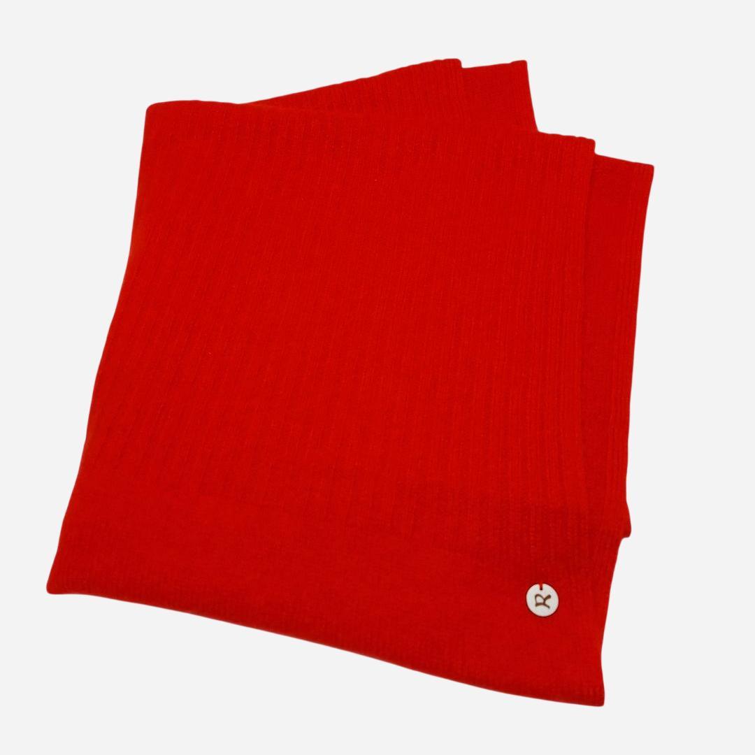 試着のみ！45R✨Rボタン カシミヤ100% スヌード ネックウォーマー アカ