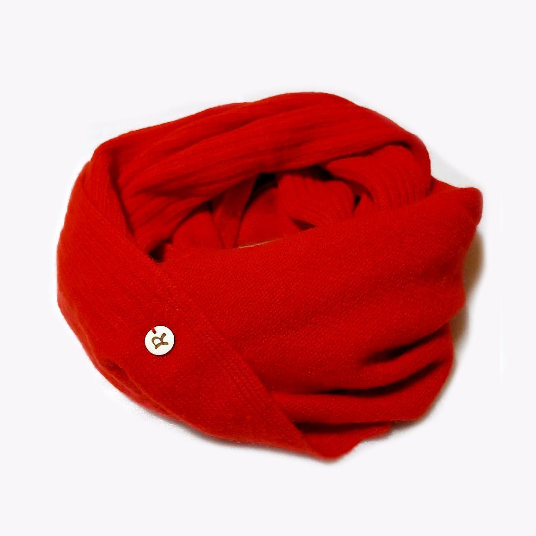 試着のみ！45R✨Rボタン カシミヤ100% スヌード ネックウォーマー アカ