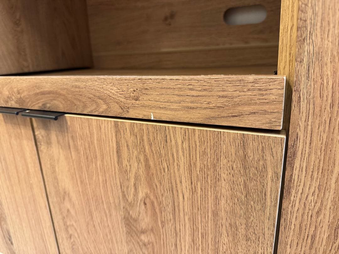 LOWYA ロウヤ キッチン収納 キッチンキャビネット 木製 ラタン調 幅90