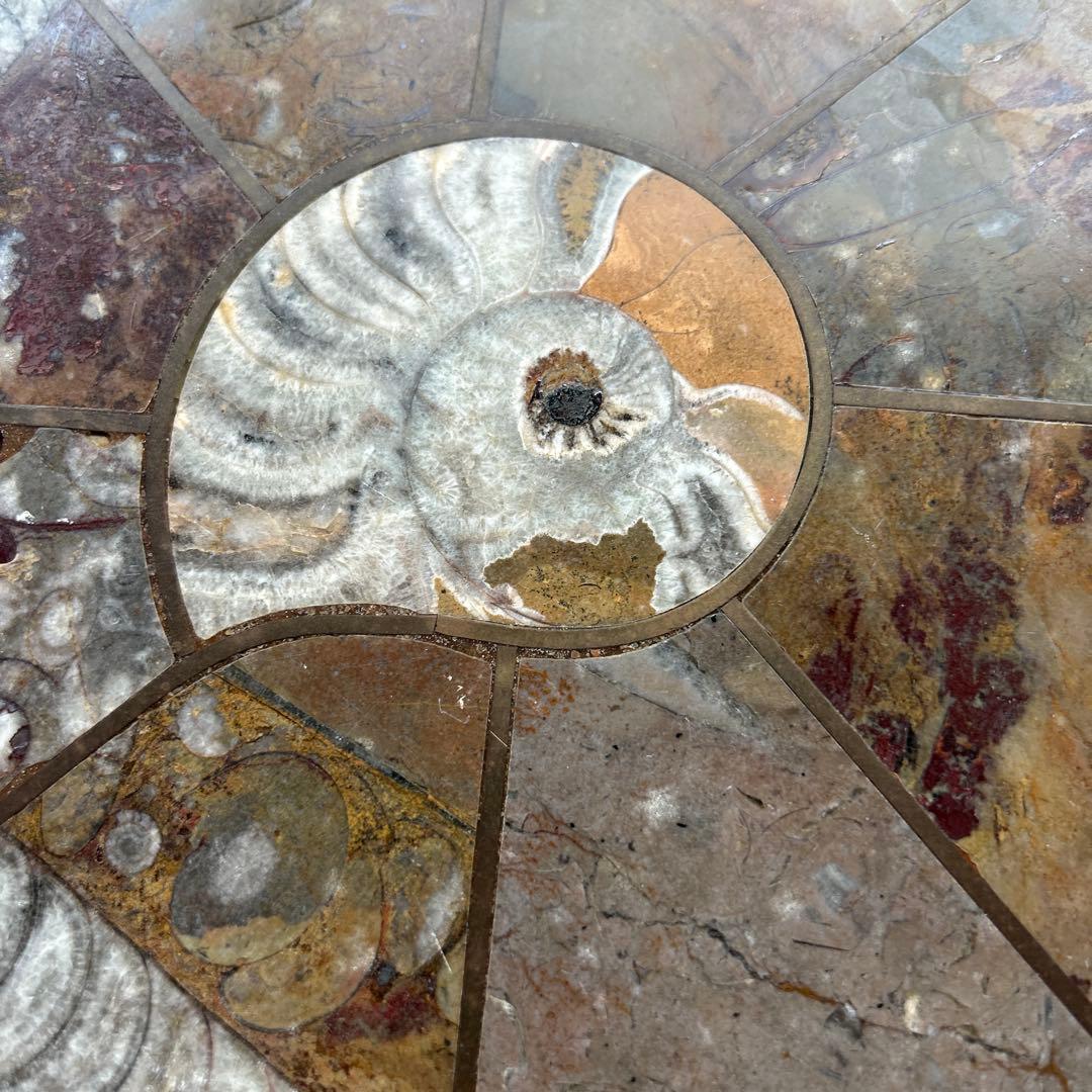 レア　アンモナイト　化石　八角形石製置物 約32.5cm