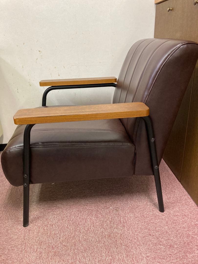 傷・汚れに強い合成皮革 1人用ソファ (Nシールド ステイン2KD DBR)