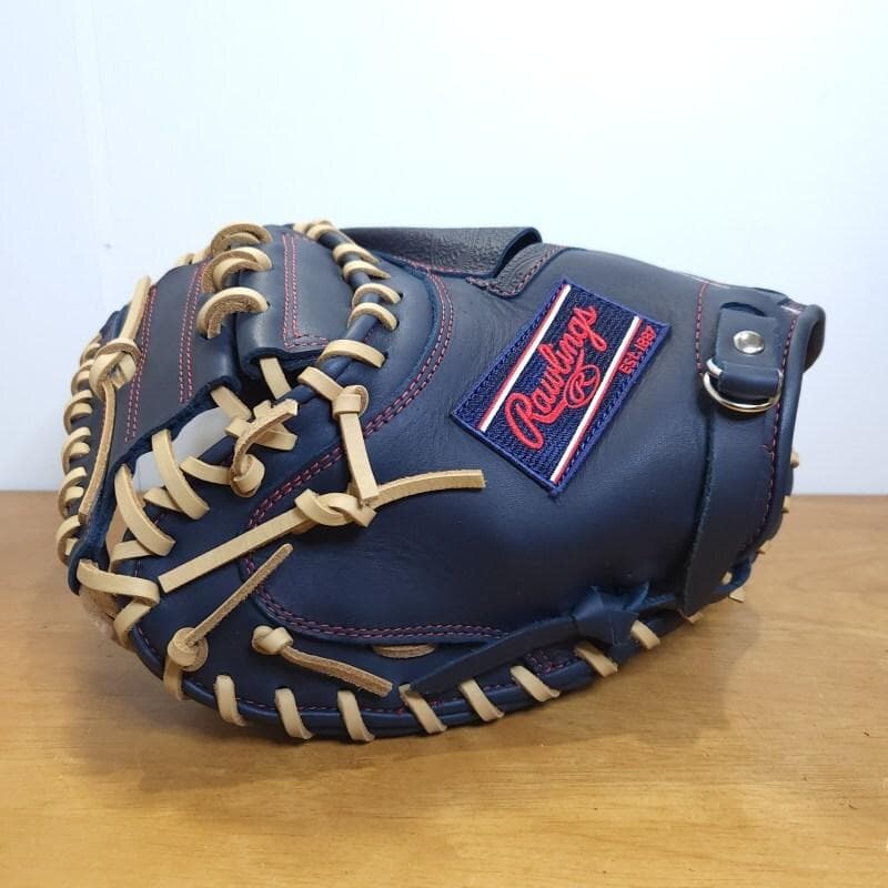 ローリングス ペイズリーネイビー レアな左投用 キャッチャーミット 軟式グローブ