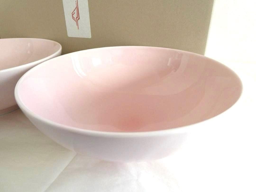 【深川製磁】桃釉　めん鉢　ボウル　ペア お正月　ひな祭り