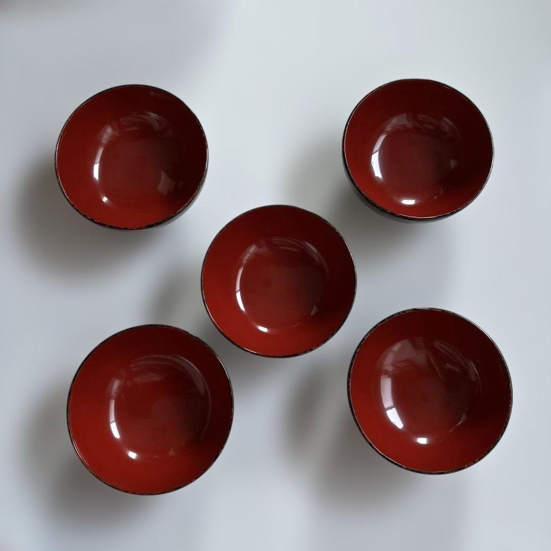 ✴︎自宅蔵出し・津軽塗・汁椀揃5客セット木箱入り・新品未使用✴︎