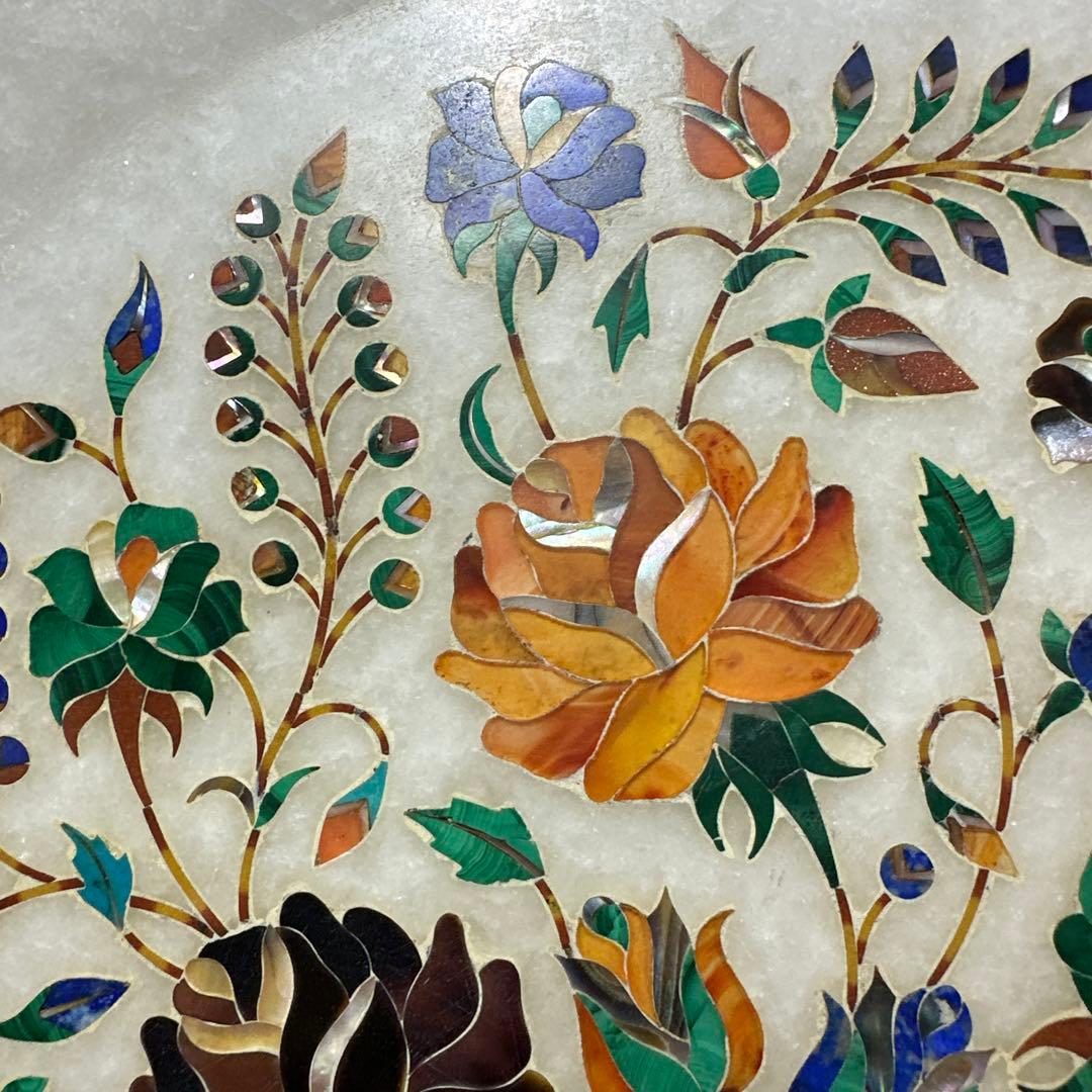 置物，皿，ハンドメイド 天然石　細工 螺細 プレート 飾り皿