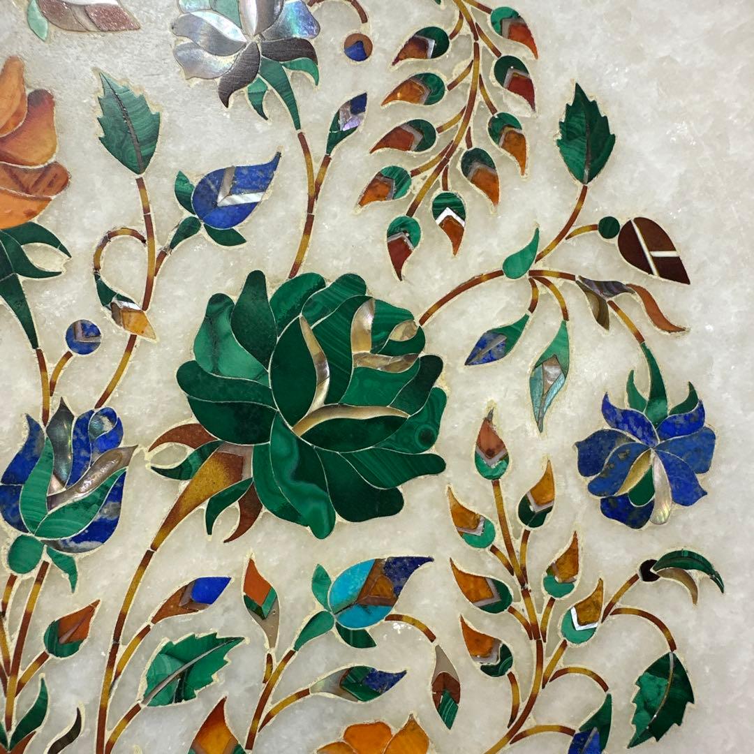 置物，皿，ハンドメイド 天然石　細工 螺細 プレート 飾り皿