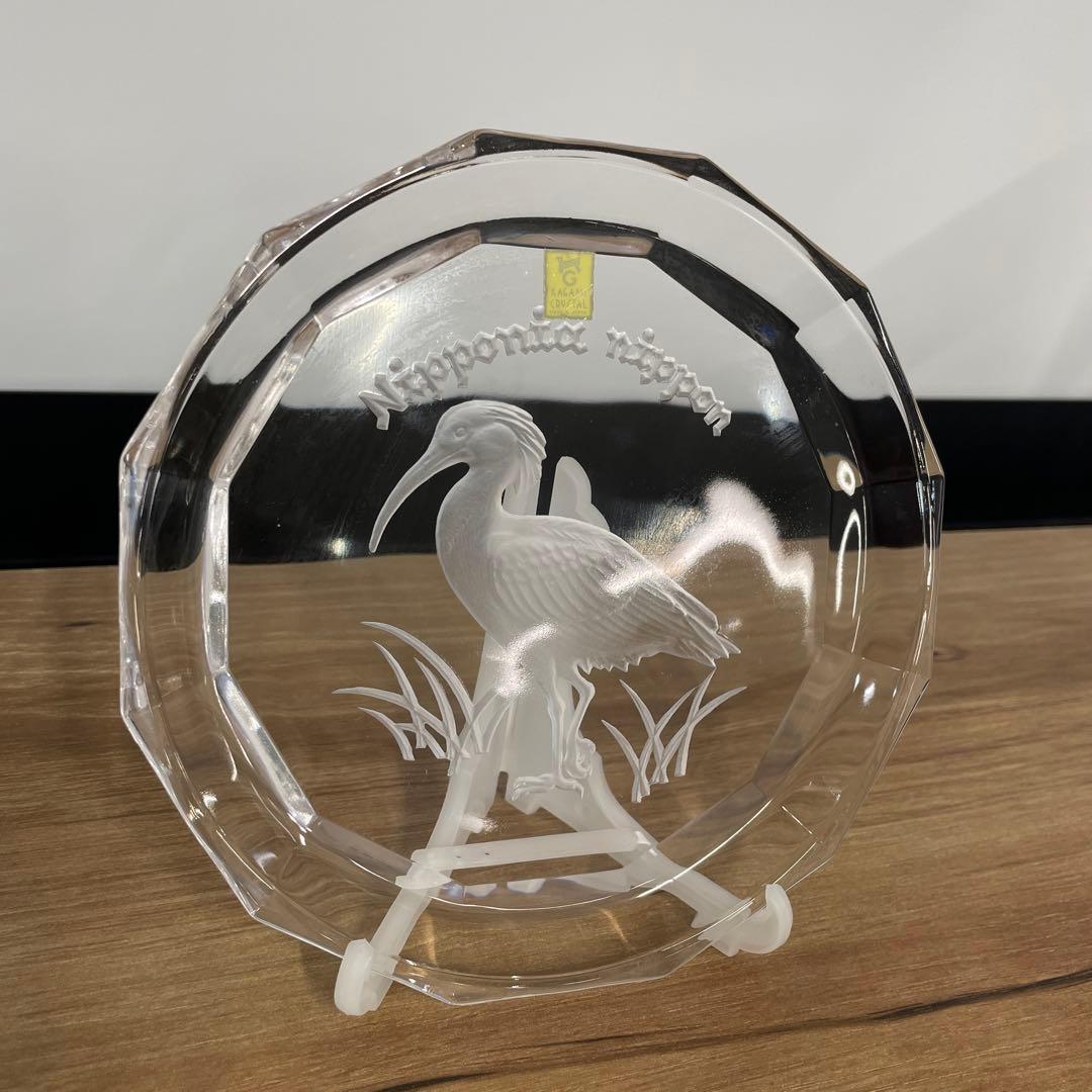 KAGAMI カガミクリスタル　最高級クリスタルガラス　お皿　鳥　鳥柄　プレート