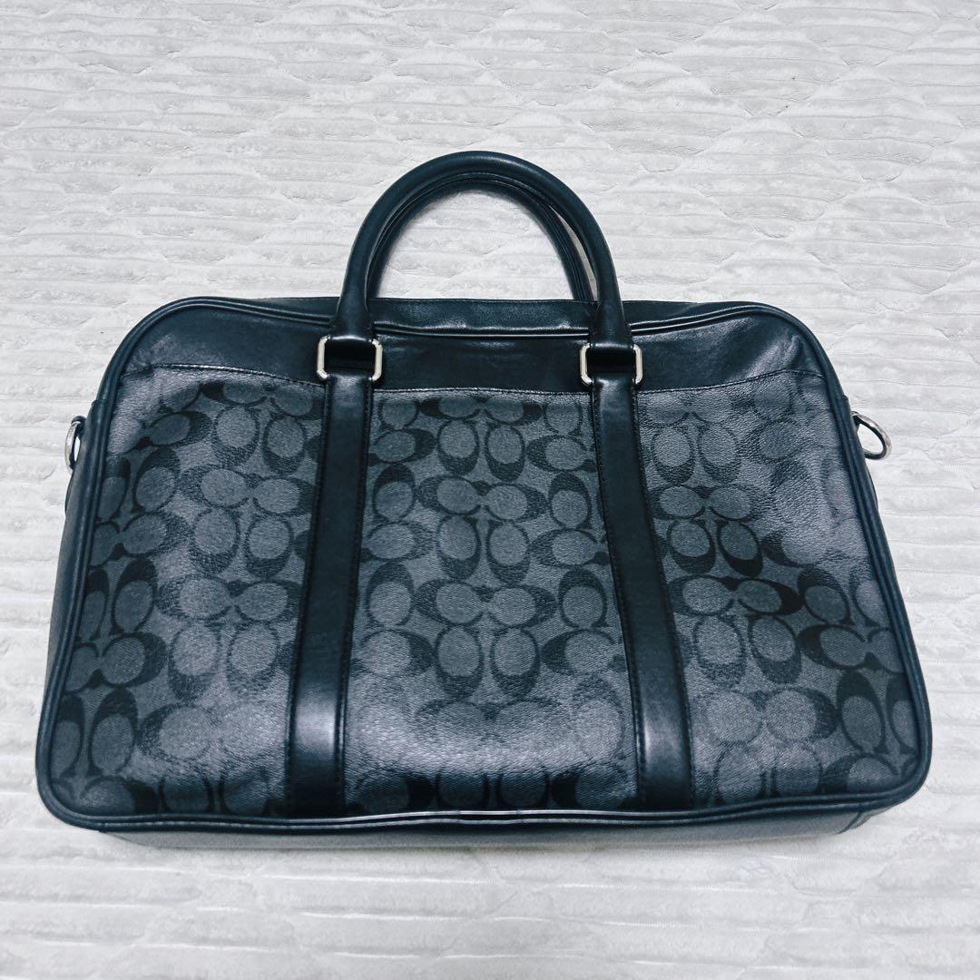 COACH シグネチャー　ビジネスバッグ レザー　グレー　ブラック　メンズ