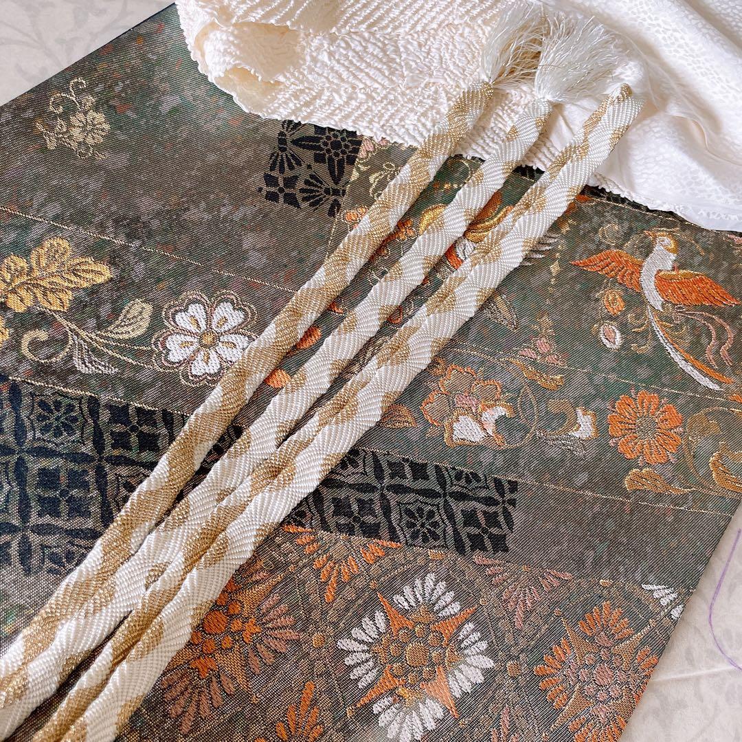 色無地　フルセット　青系　くすみブルー　縮緬　シンプル　礼装　カジュアル　H2