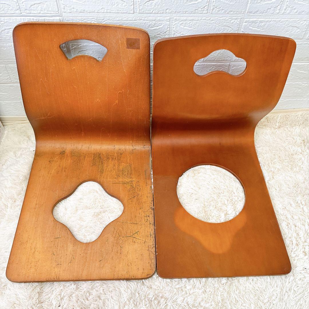 レトロ 古民家 木製 座椅子 5セット まとめ アンティーク ヴィンテージ 1