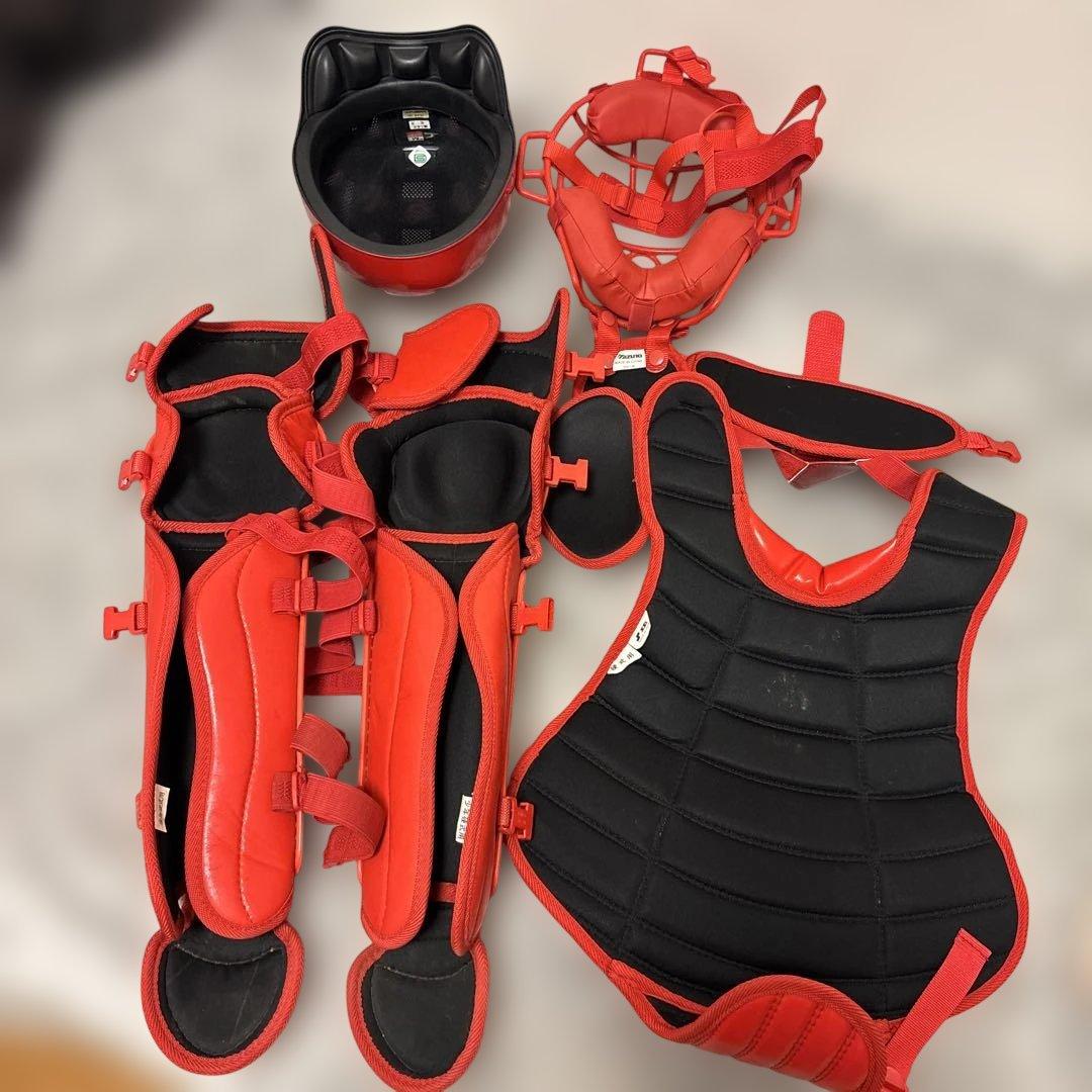 硬式少年用 キャッチャー用プロテクターセット Mサイズ レッド