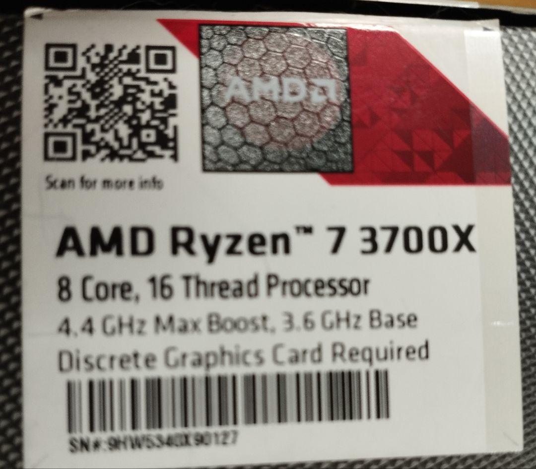 【AMD Ryzen 7 3700X／中古・正常動作品／箱・付属品あり】