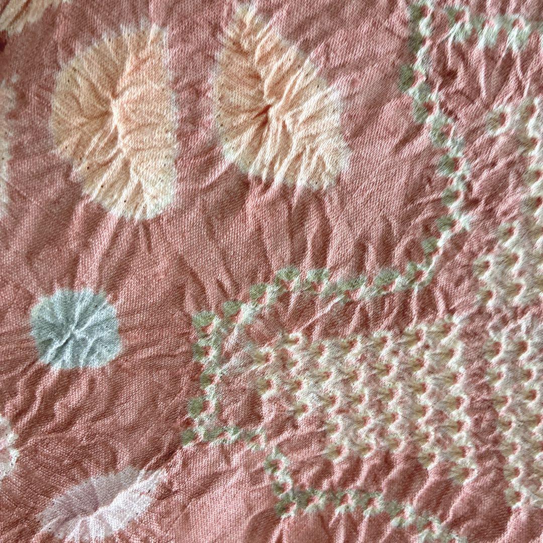 小紋　フルセット　着物　正絹　絞り　しつけ糸付き　和らぎピンク　華やぎ　G9