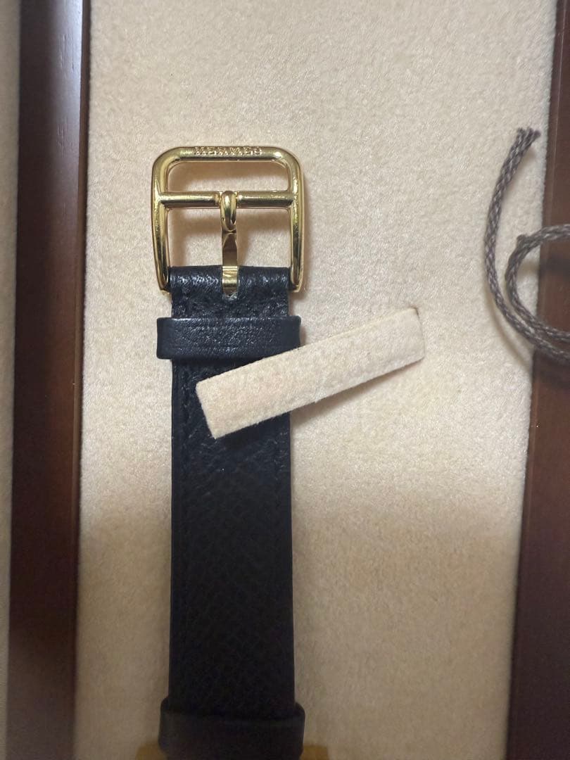 HERMES アナログ時計 ブラックレザー