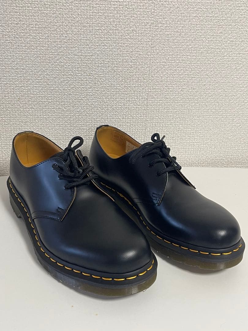 こ*ん様 ブラックレザーシューズ イエローステッチ箱無し