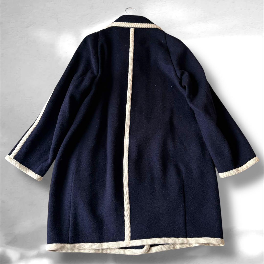 トゥモローランド　マカフィー　パイピング　カラーコート　ウール混　ネイビー　M