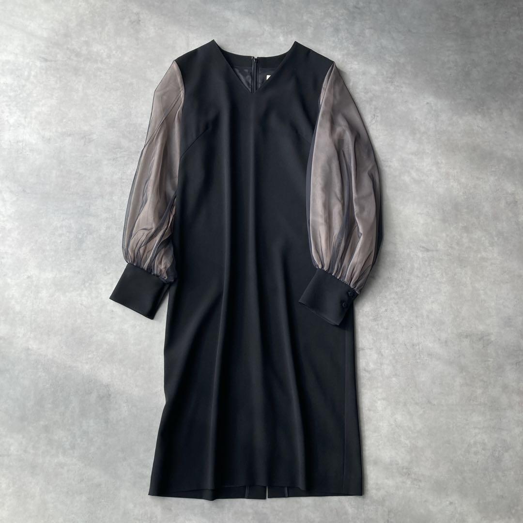 希少✨️エポカ バックサテンジョーゼット ワンピース シアー シースルー ブラック