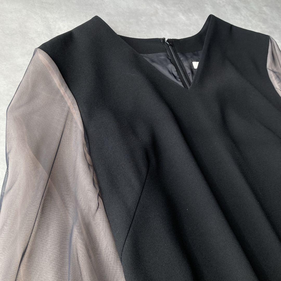 希少✨️エポカ バックサテンジョーゼット ワンピース シアー シースルー ブラック