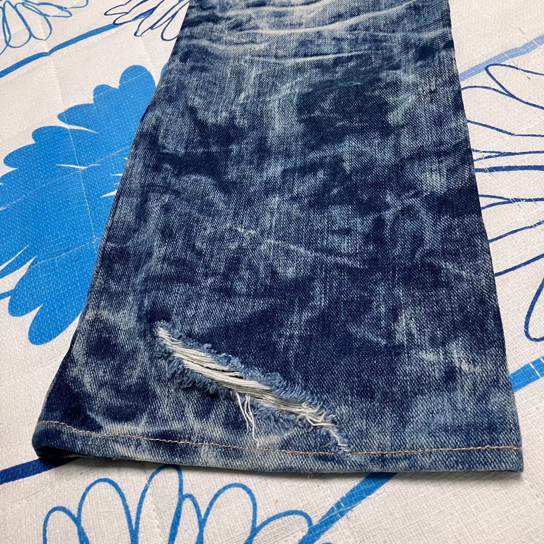 【希少】MIDAS 刺繍　染め　ダメージ加工　ワイド　フレア　デニム　パンツ