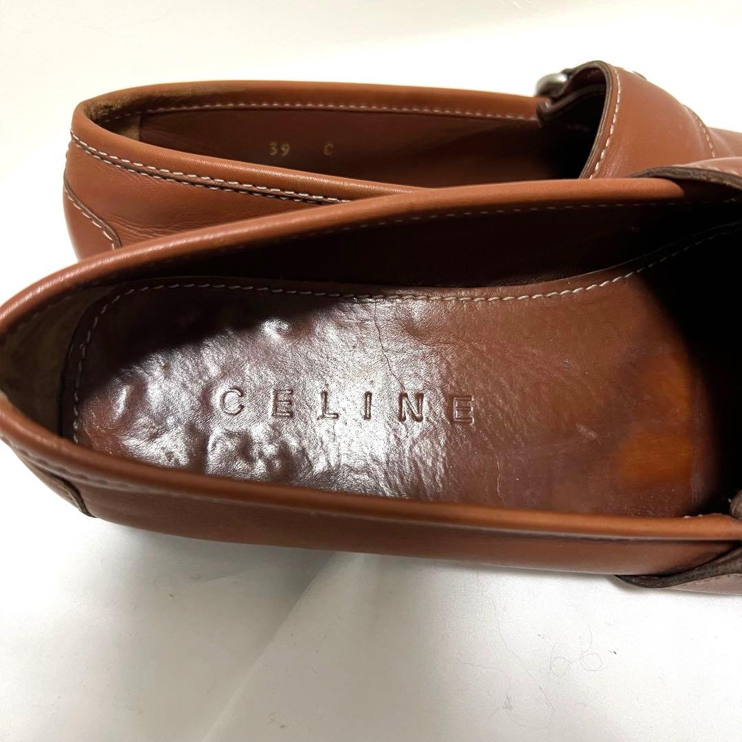 vintage old Celine セリーヌ レザー ローファー バックル