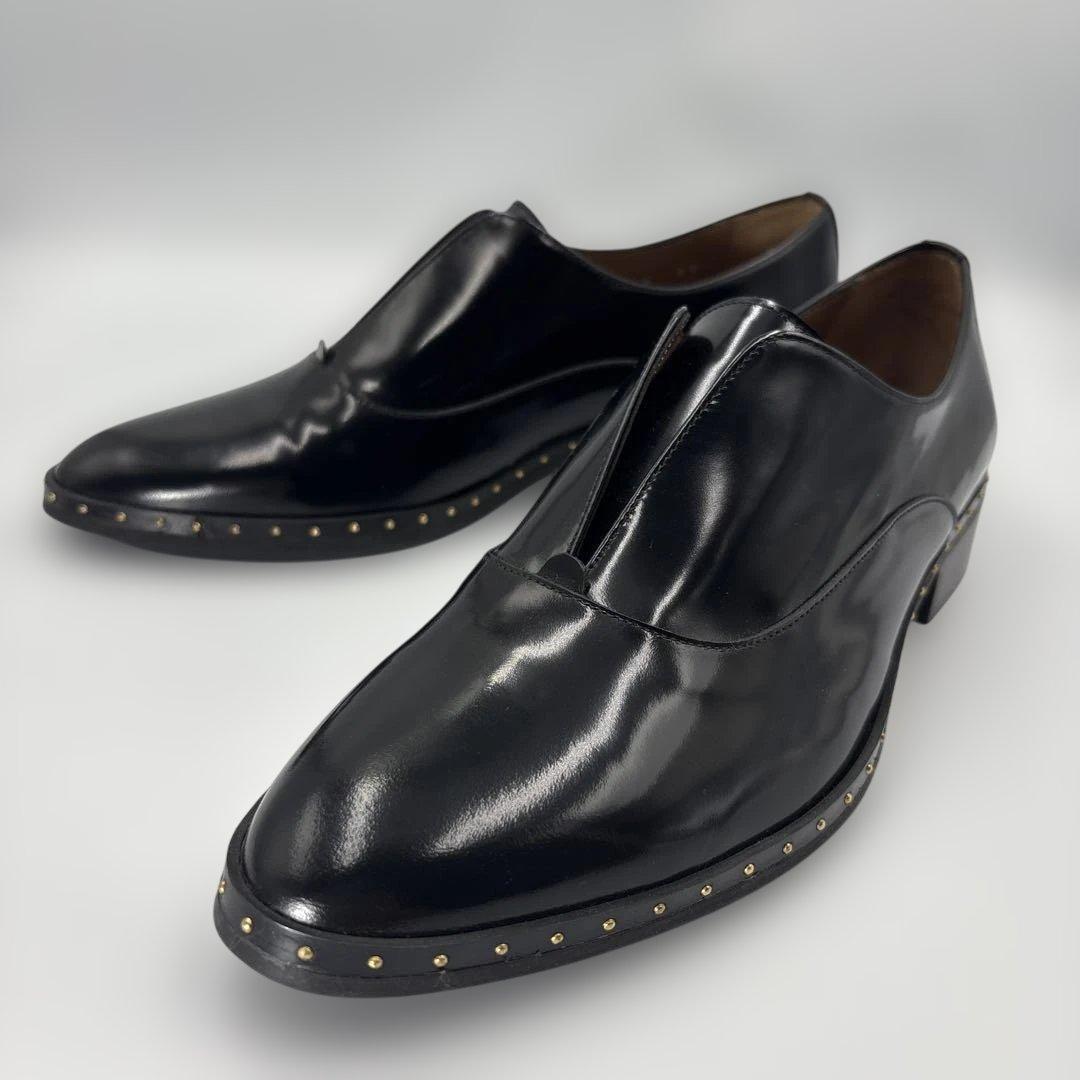✨新品✨　ペルティニ　ブラック　レザー　スタッズ　マニッシュシューズ　ローファー