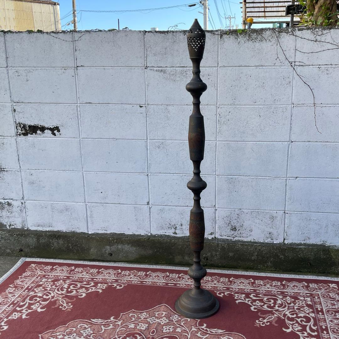 古雑貨アンティーク品◾️真鍮製 エスニックデザイン スタンドライト ベース