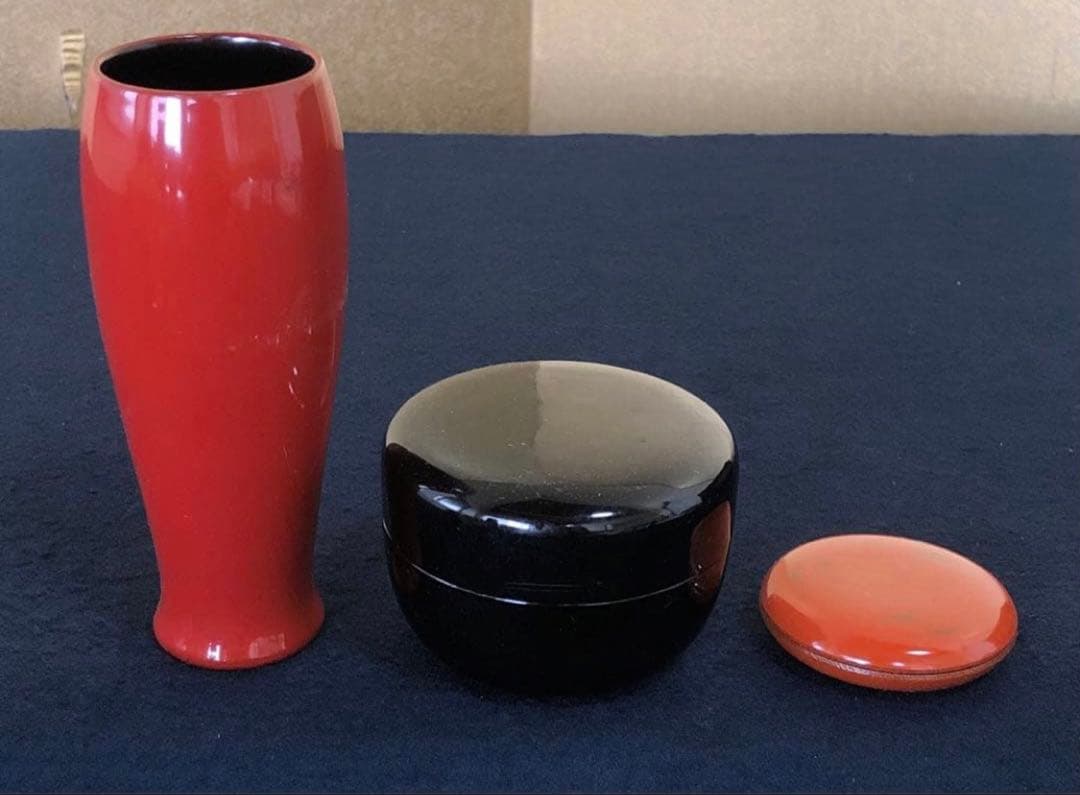 《R》茶道具 黒柿合せ塗 茶箱 お茶道具6点付　260109き2