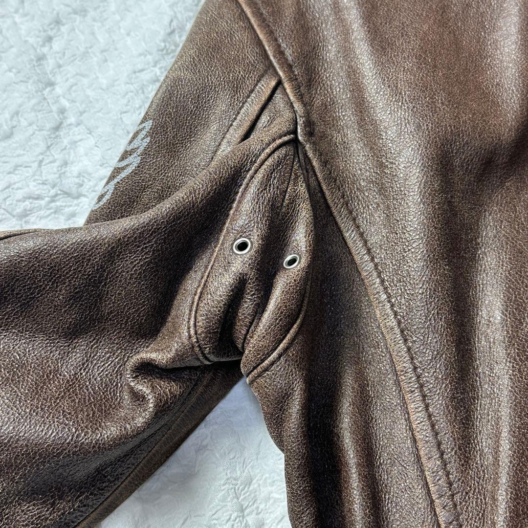 AVIREX レザー ジャケット シングルライダース ヴィンテージ加工 XL