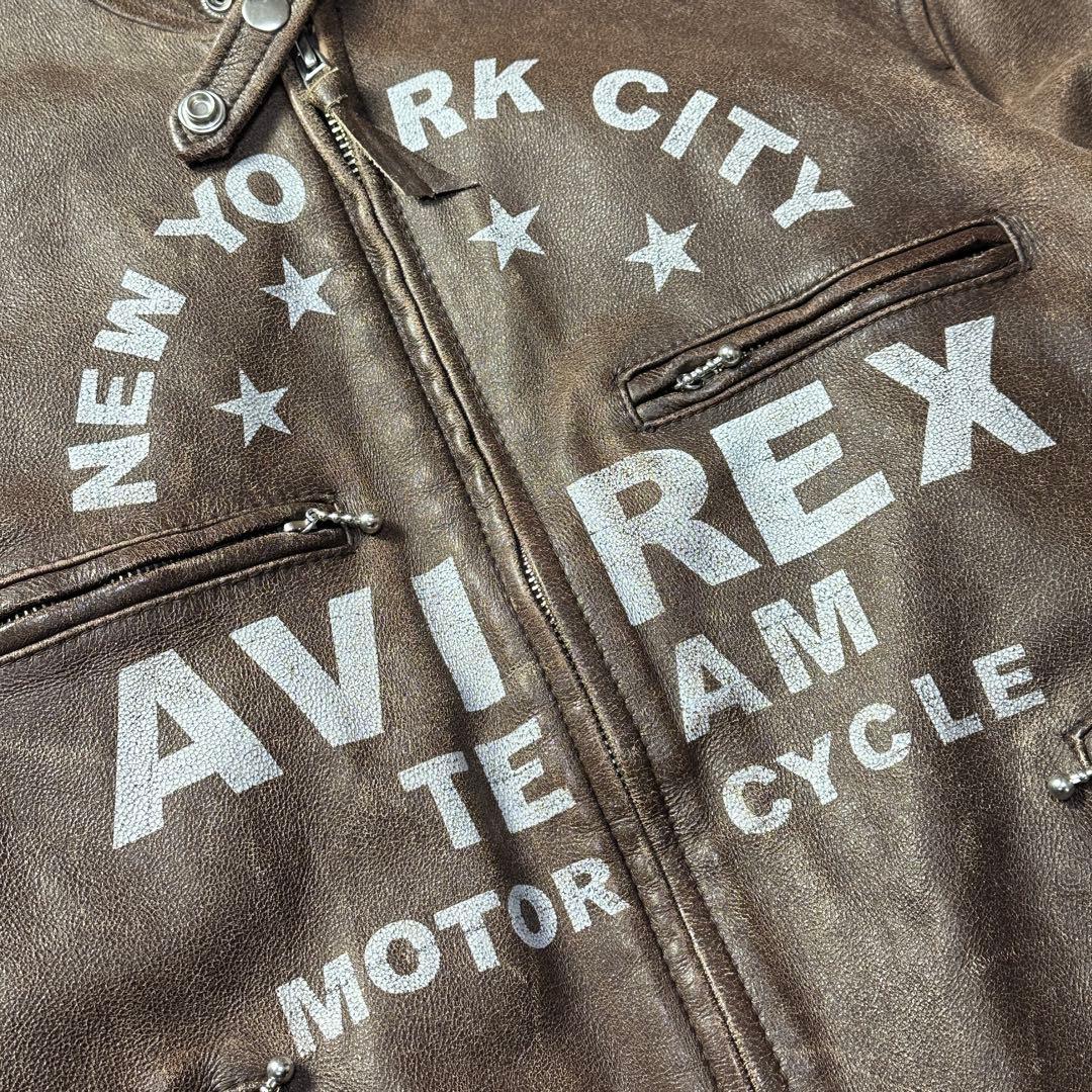 AVIREX レザー ジャケット シングルライダース ヴィンテージ加工 XL