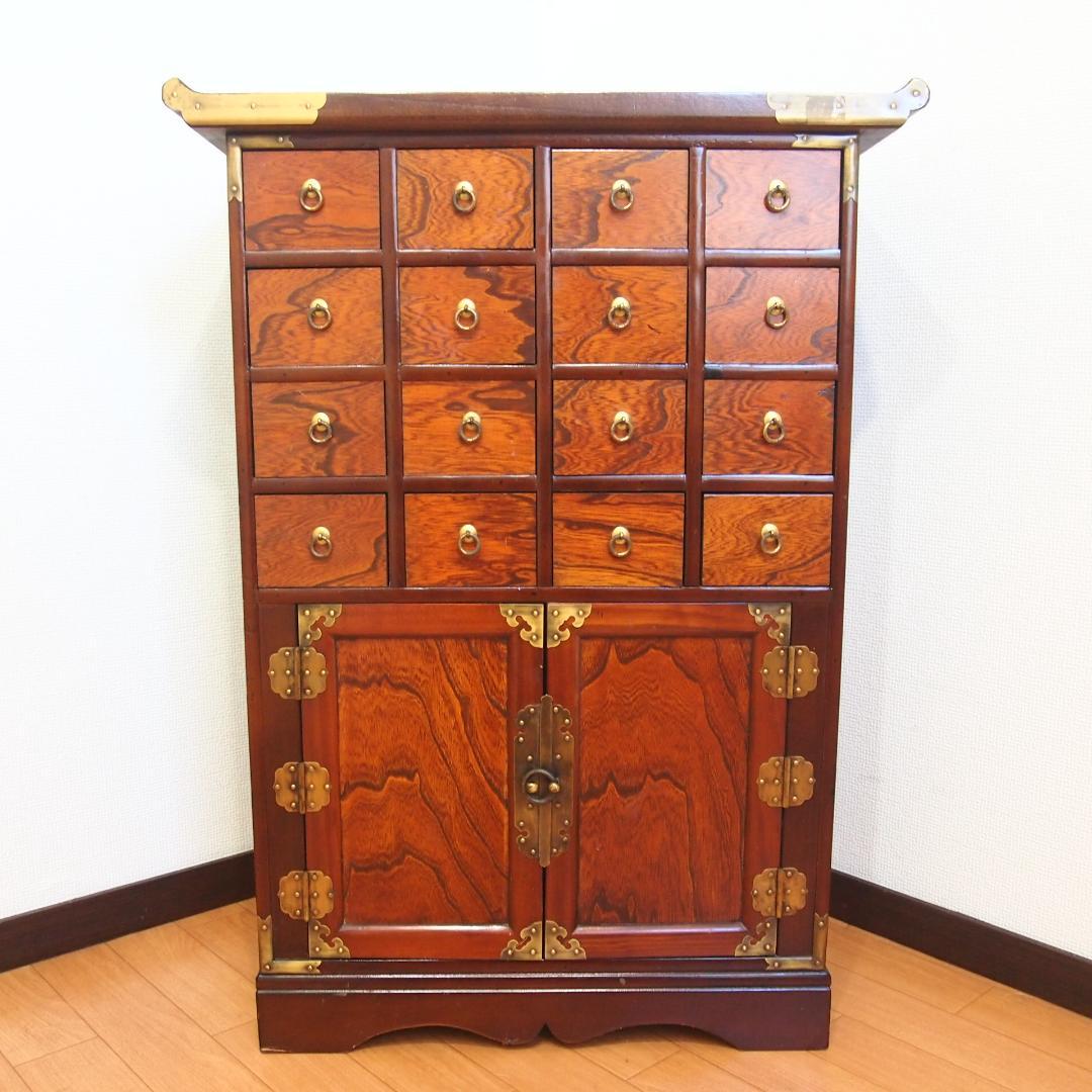 【良品】李朝家具 薬箪笥 隠し収納付き チェスト/小物入れ 蝶番金具 インテリア