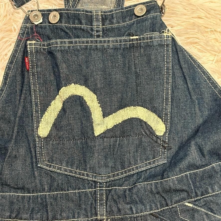 1点もの　希少　EVISE　完売品　オーバーオール　W32 濃紺　デニム