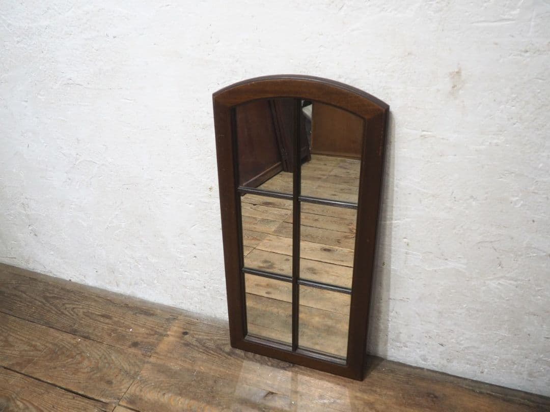 1166 イギリス製　マホガニー　ウォールミラー　鏡　壁掛け式　アンティーク調