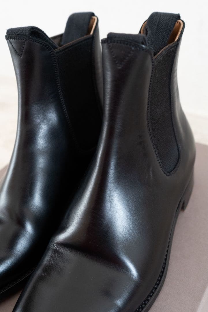 ブラックレザー サイドゴアブーツ